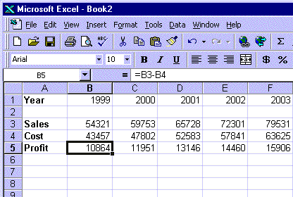 Screenshot of Excel