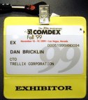 Dan Bricklin badge in yellow Exhibitor holder