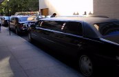 Long limo at curb