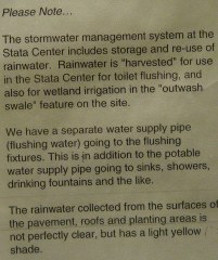 Sign explaining the use of rainwater