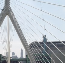 View from the north -- bridge cables showing