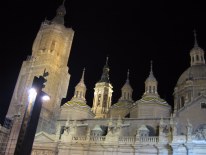 Spires with black sky behind