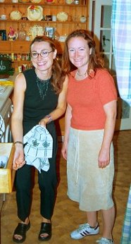 Tara and Vanessa washing up on Sunday morning.