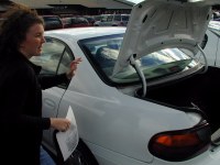 Shelley and car with trunk open
