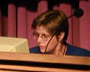 Carolyn May at a computer screen
