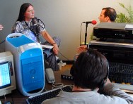 An interview with equipment showing