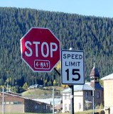 Stop sign and speed limit sign